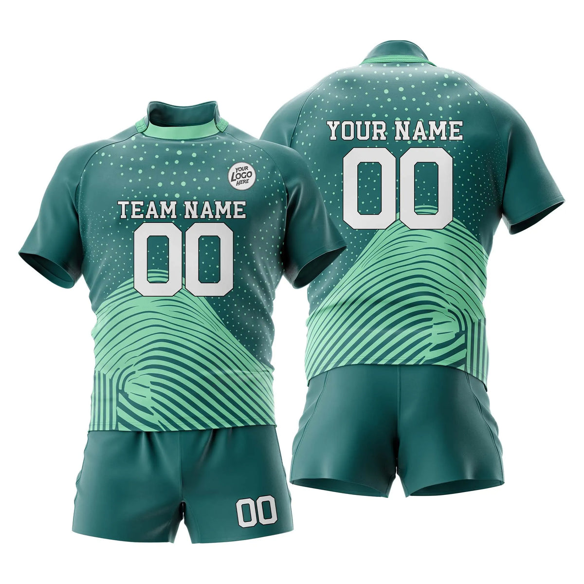 Custom Personalized D3 Abstract Pattern Rugby Jersey with Name, Number & Team Logo