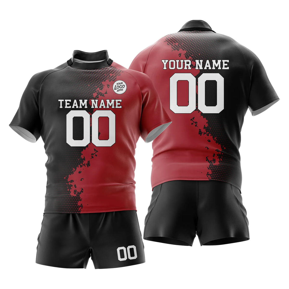 Custom Personalized D1 Split Fashion Rugby Jersey with Name, Number & Team Logo