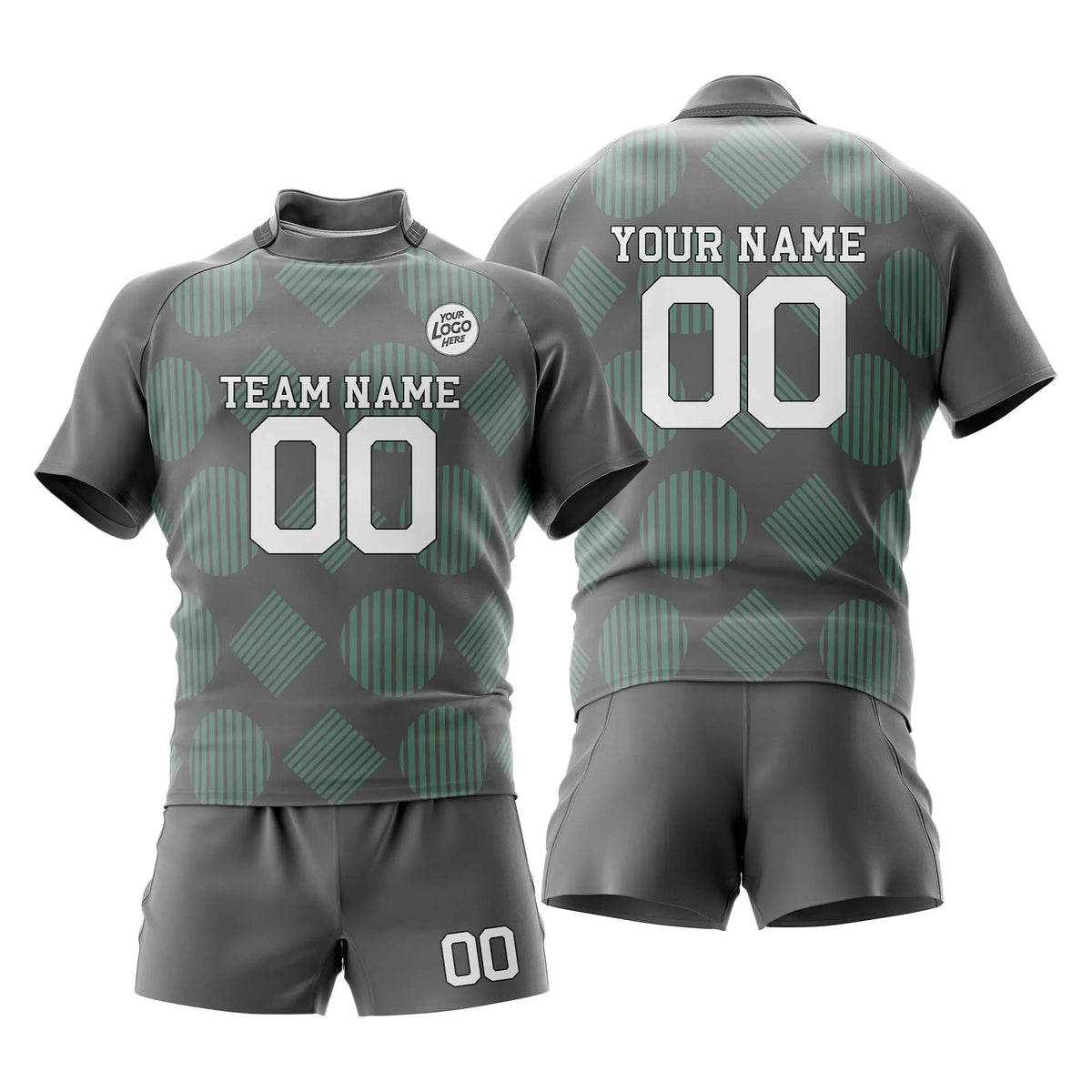 Custom Personalized D3 Full Pattern Rugby Jersey with Name, Number & Team Logo