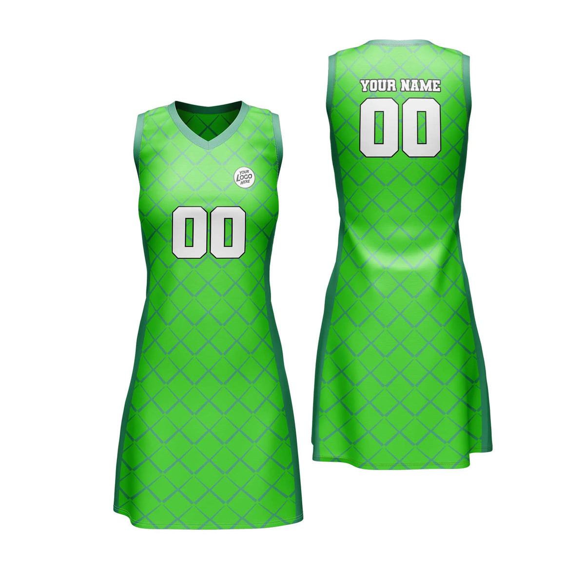 Custom Personalized D2 Rhombus Pattern Netball Jersey with Name, Number & Team Logo