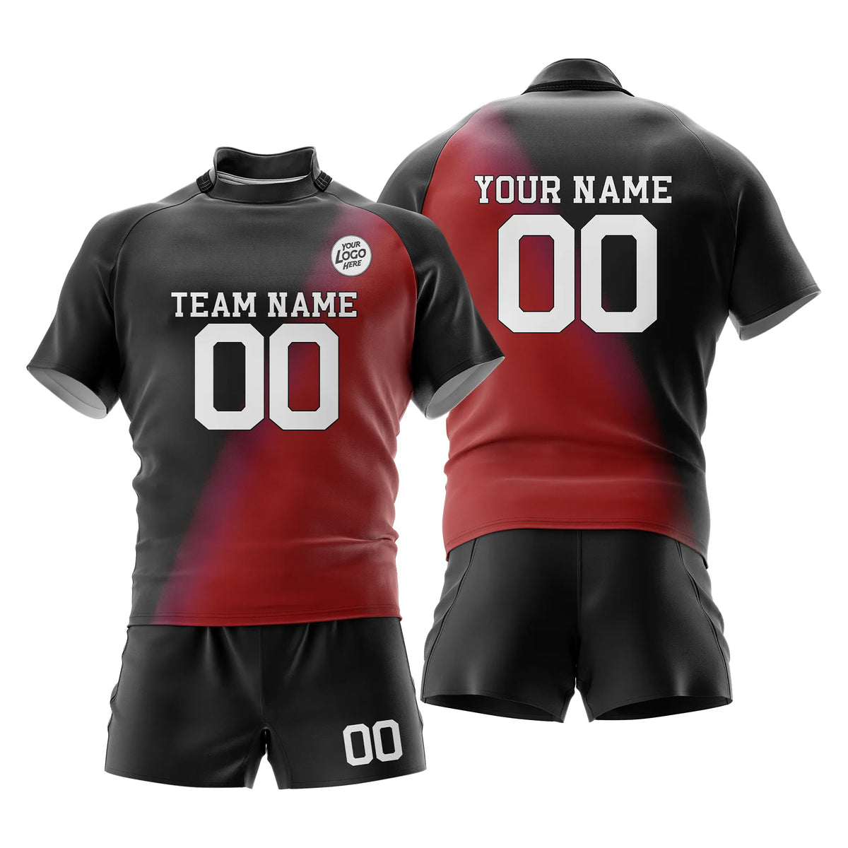 Custom Personalized D3 Gradient Fashion Rugby Jersey with Name, Number & Team Logo