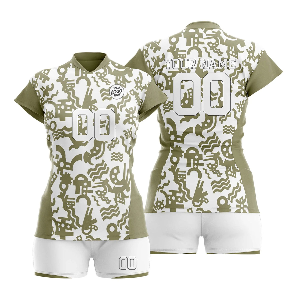 Custom Personalized D4 Graffiti Pattern Volleyball Jersey with Name, Number & Team Logo