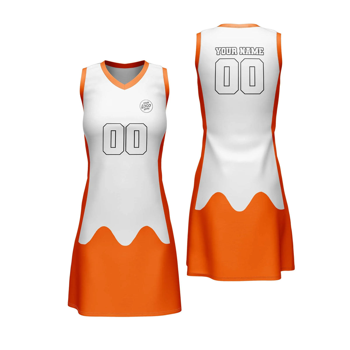Custom Personalized D4 Split Fashion Netball Jersey with Name, Number & Team Logo