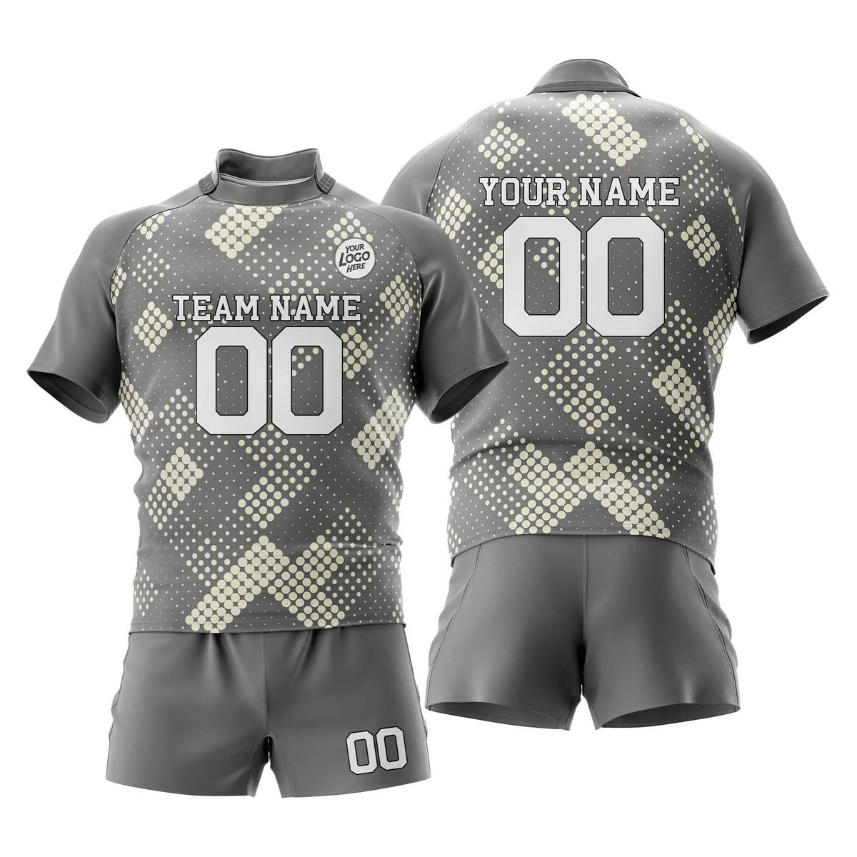 Custom Personalized D4 Full Pattern Rugby Jersey with Name, Number & Team Logo