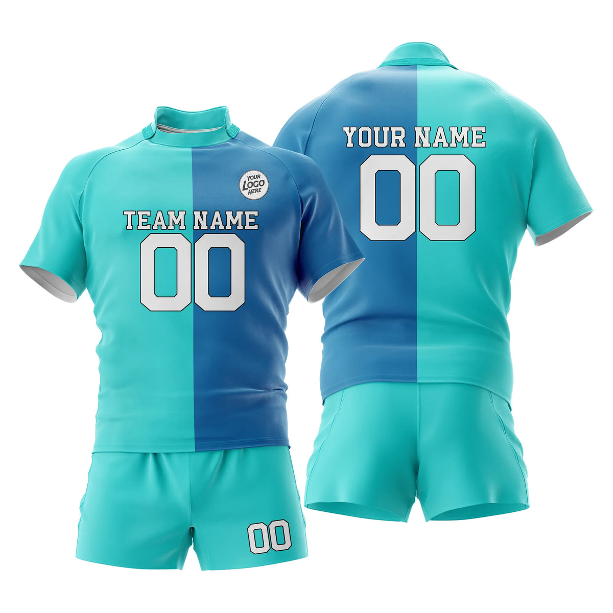 Custom Personalized D2 Split Fashion Rugby Jersey with Name, Number & Team Logo