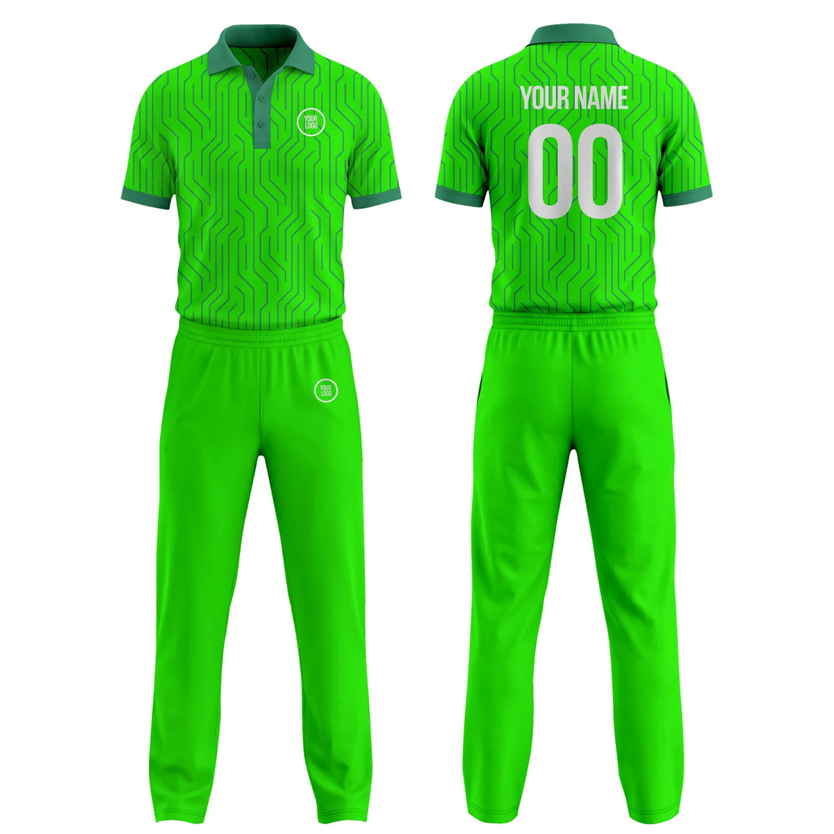 Custom Personalized D3 Abstract Pattern Cricket Kit with Name, Number & Team Logo