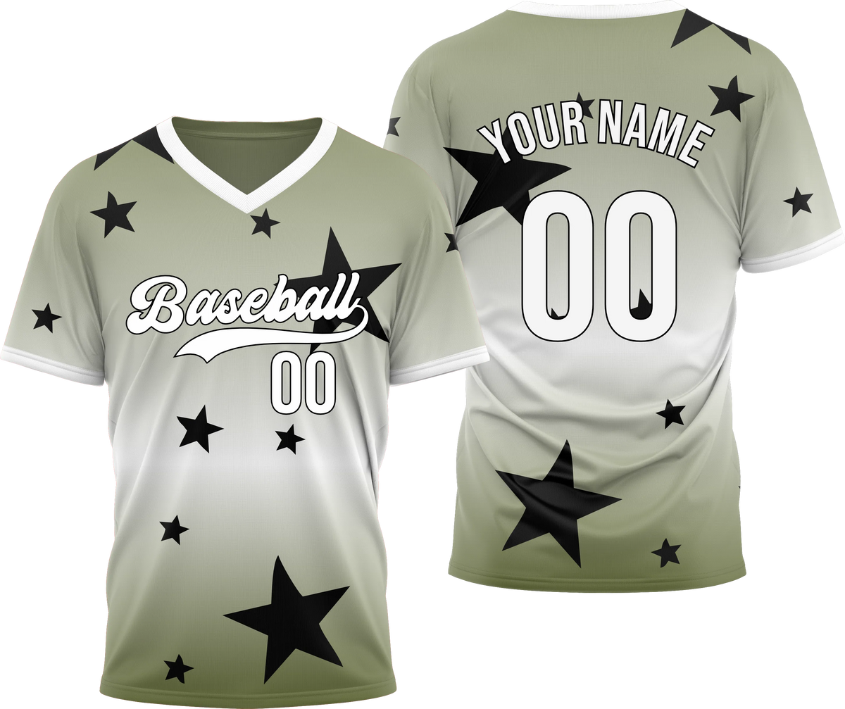 Custom Victory Star Gradient Baseball Aqua Sports Jersey Personalized Uniform with Name & Number