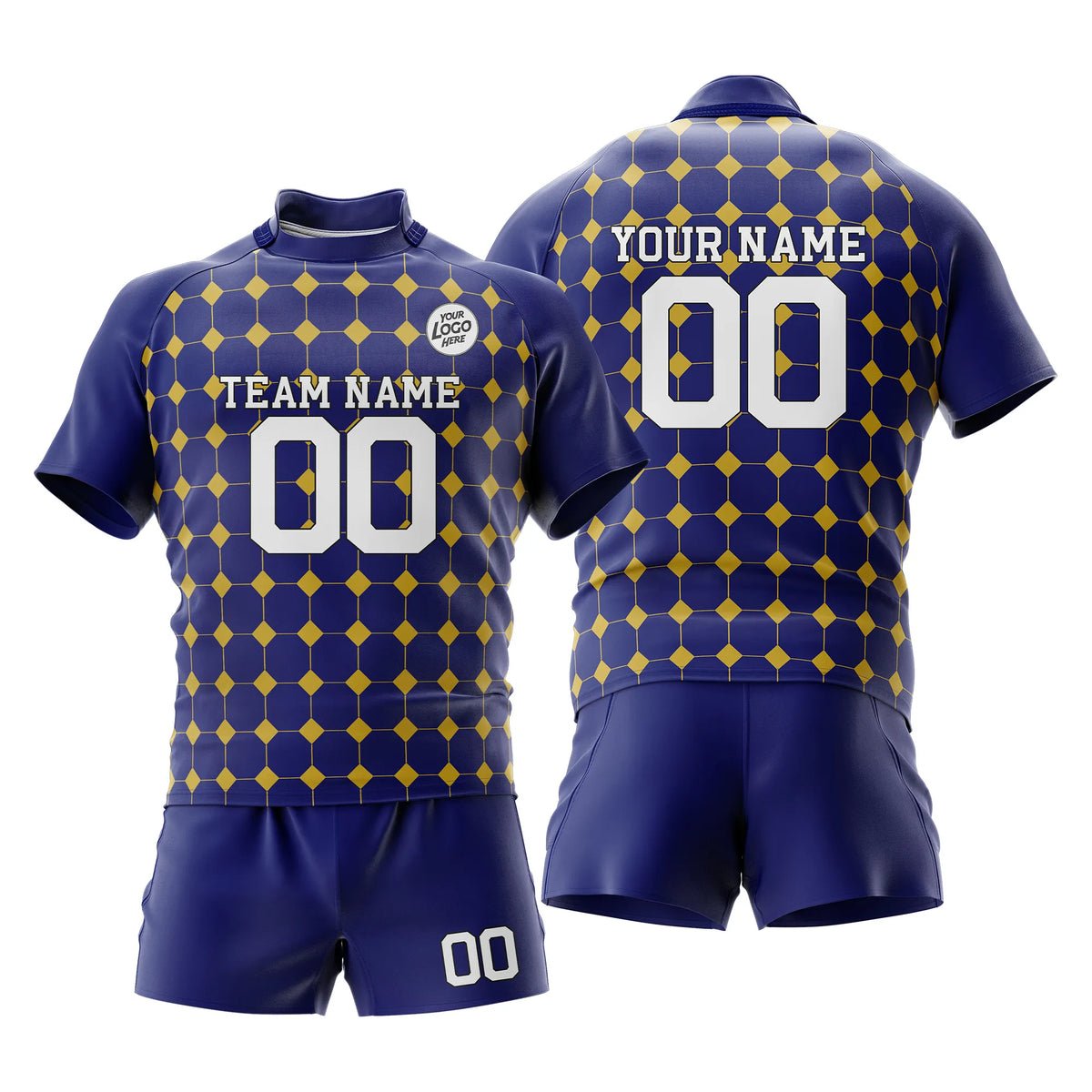 Custom Personalized D4 Retro Fashion Rugby Jersey with Name, Number & Team Logo