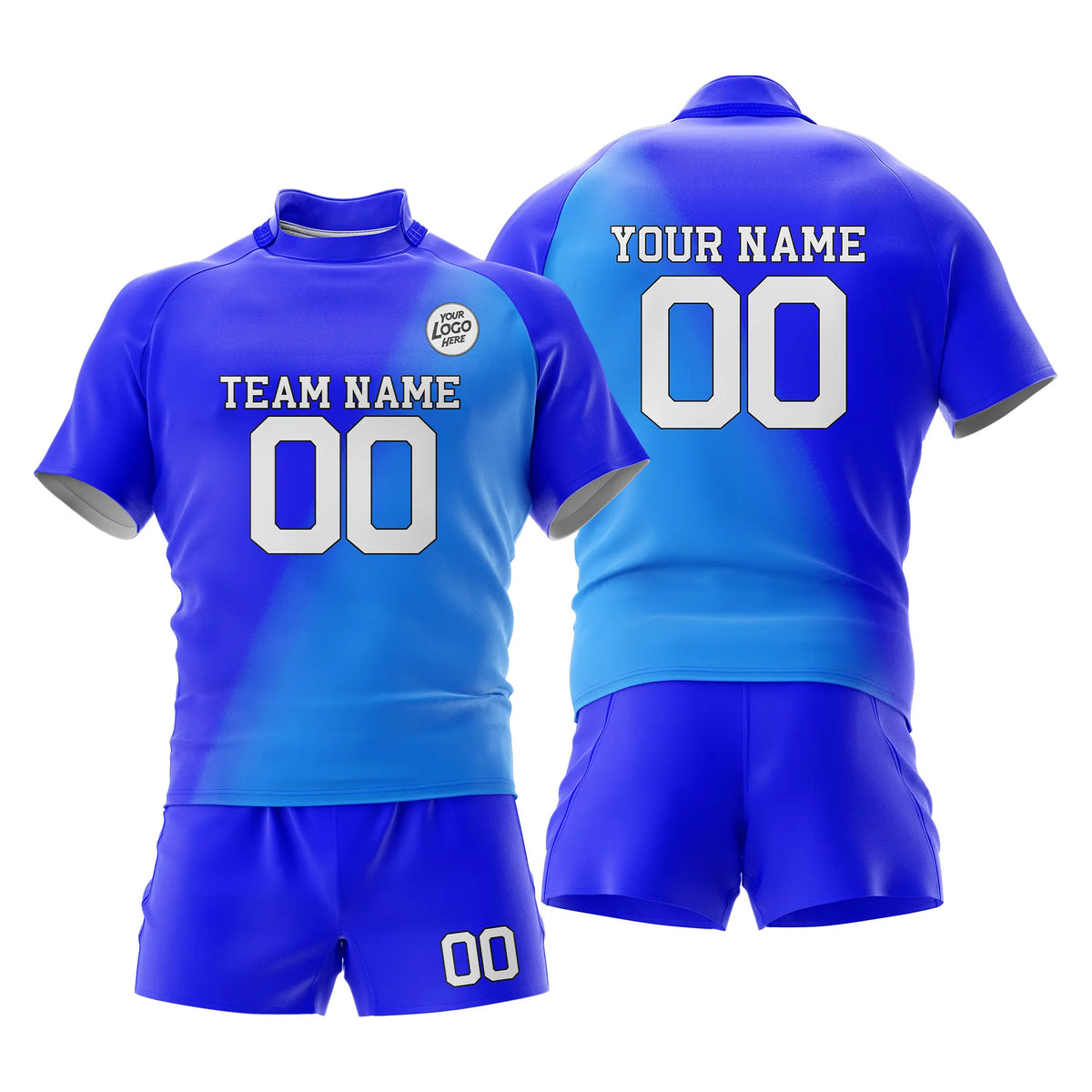 Custom Personalized D3 Gradient Fashion Rugby Jersey with Name, Number & Team Logo