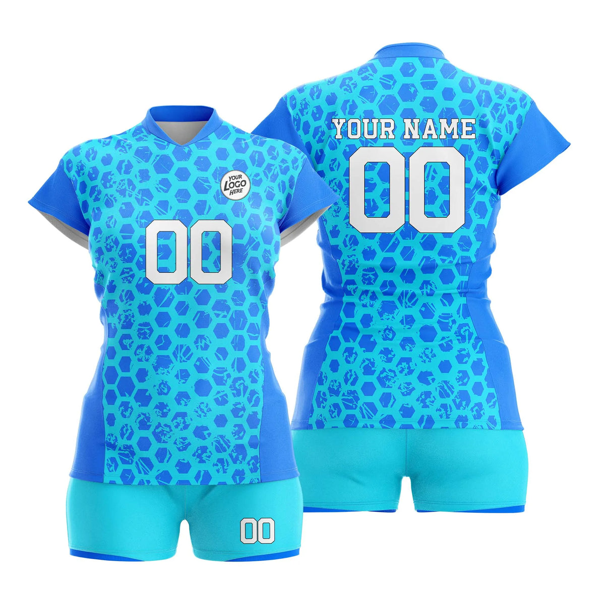 Custom Personalized D2 Full Pattern Volleyball Jersey with Name, Number & Team Logo