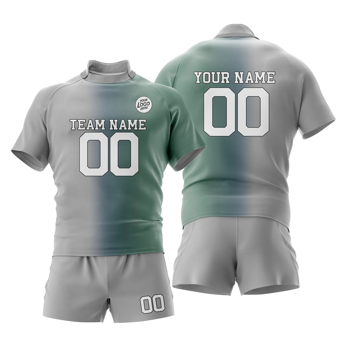 Custom Personalized D2 Gradient Fashion Rugby Jersey with Name, Number & Team Logo