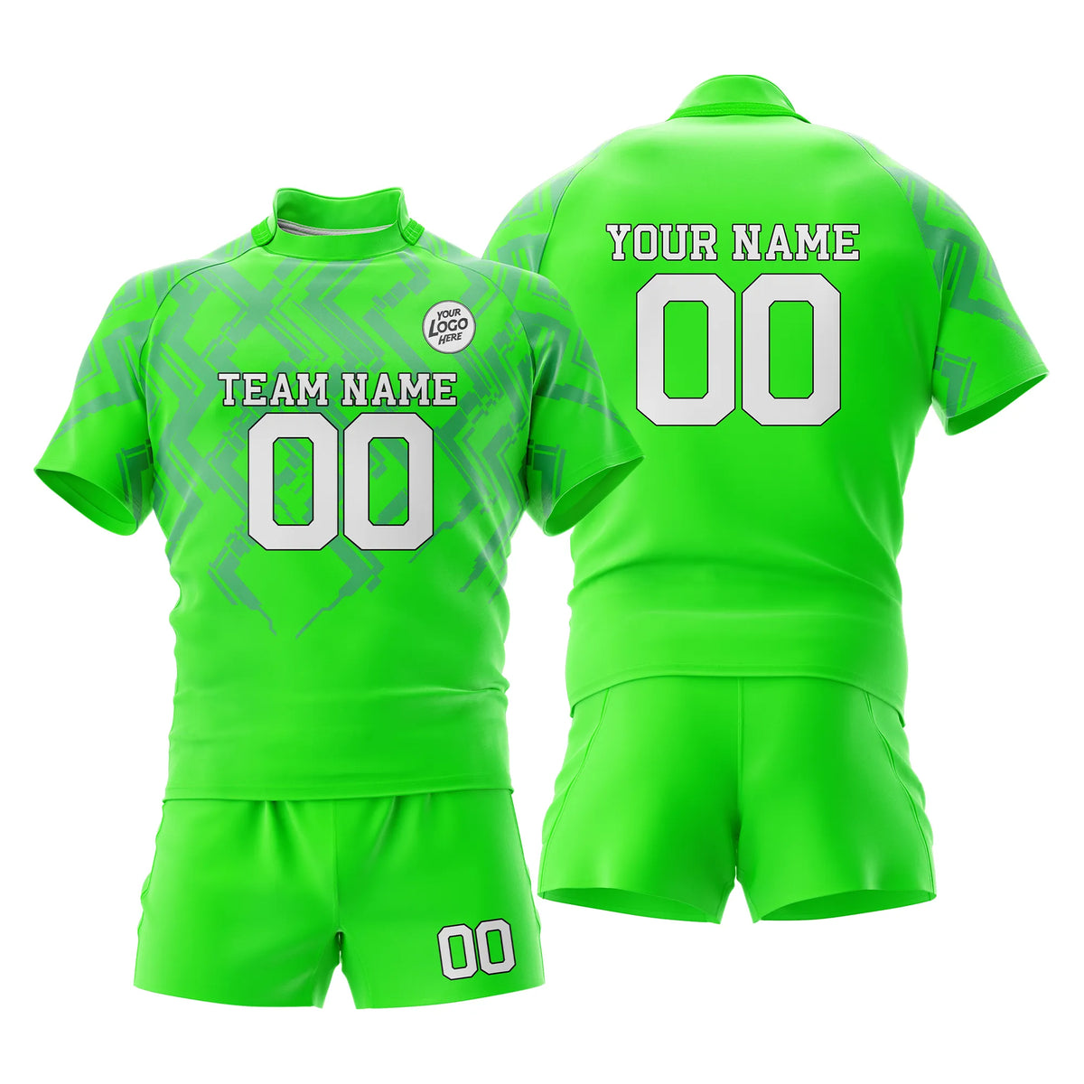 Custom Personalized D2 Color Block Rugby Jersey with Name, Number & Team Logo