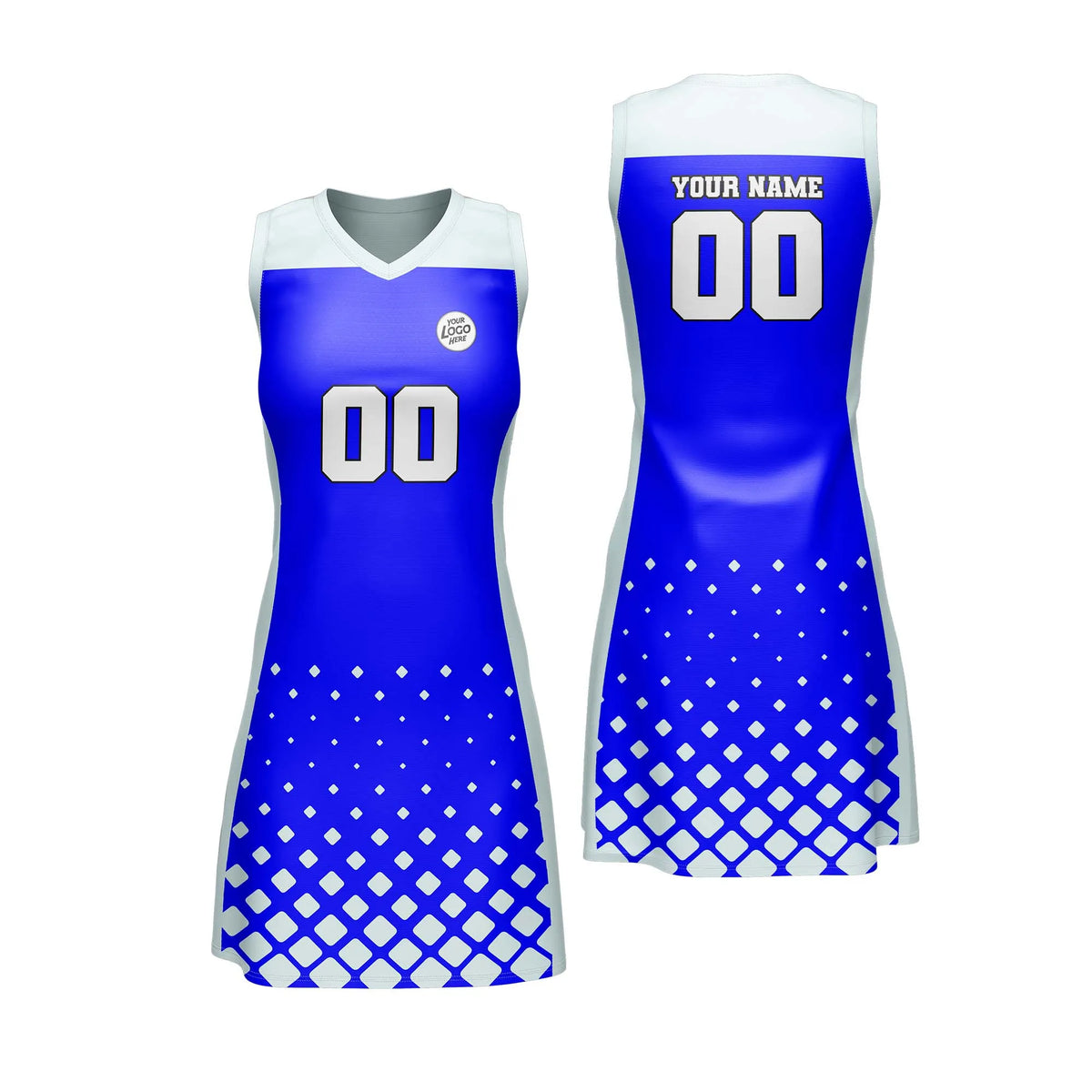 Custom Personalized D3 Abstract Pattern Netball Jersey with Name, Number & Team Logo