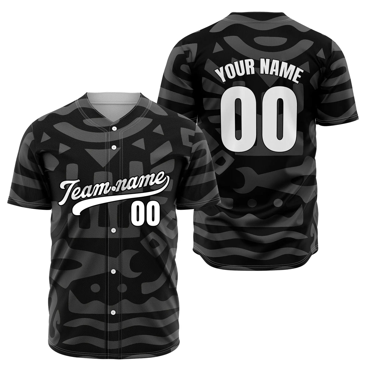 Custom Aztec Wave Spots Baseball Sports Jersey Personalized Uniform with Name &amp; Number