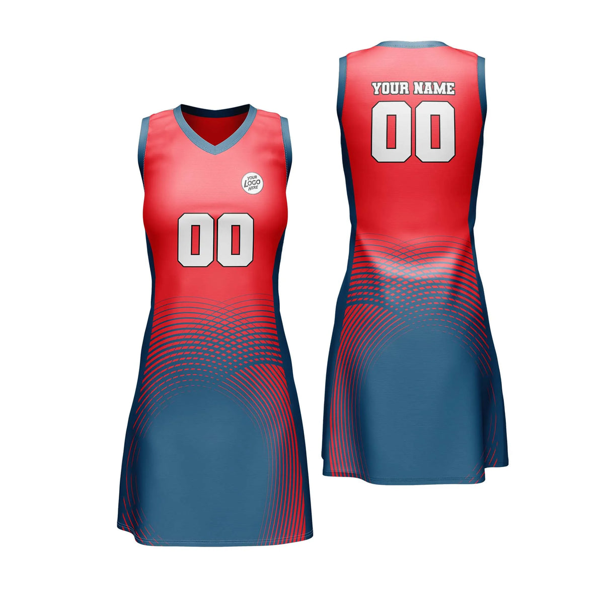 Custom Personalized D1 Abstract Pattern Netball Jersey with Name, Number & Team Logo
