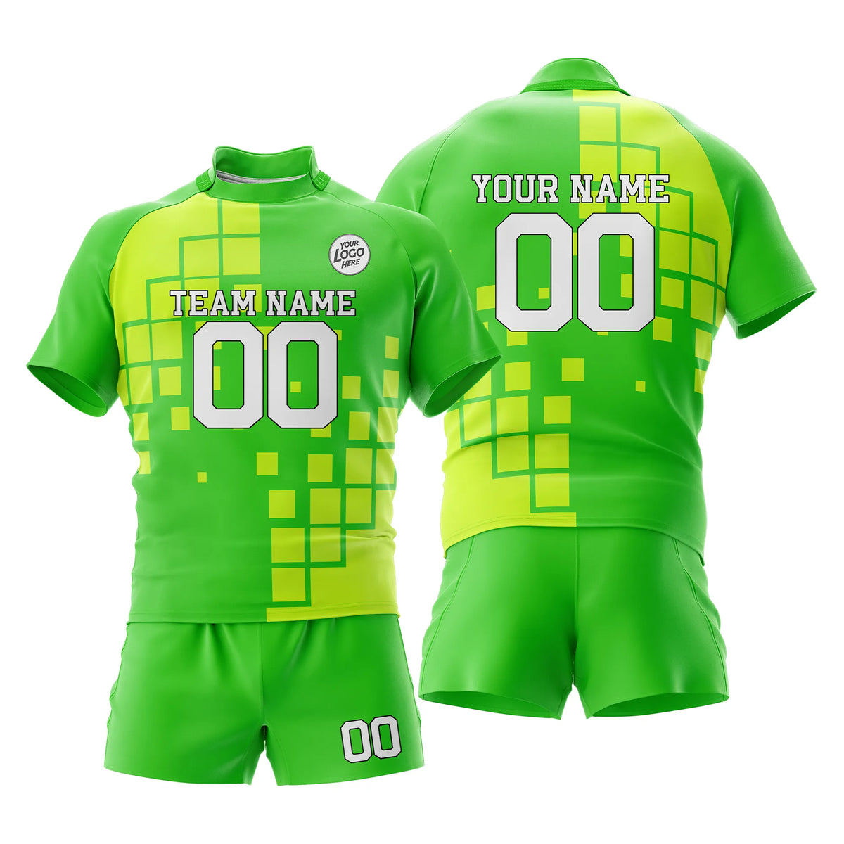 Custom Personalized D1 Color Block Rugby Jersey with Name, Number & Team Logo