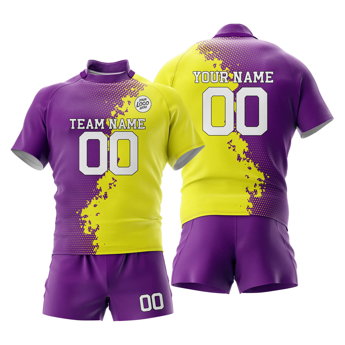 Custom Personalized D1 Split Fashion Rugby Jersey with Name, Number & Team Logo