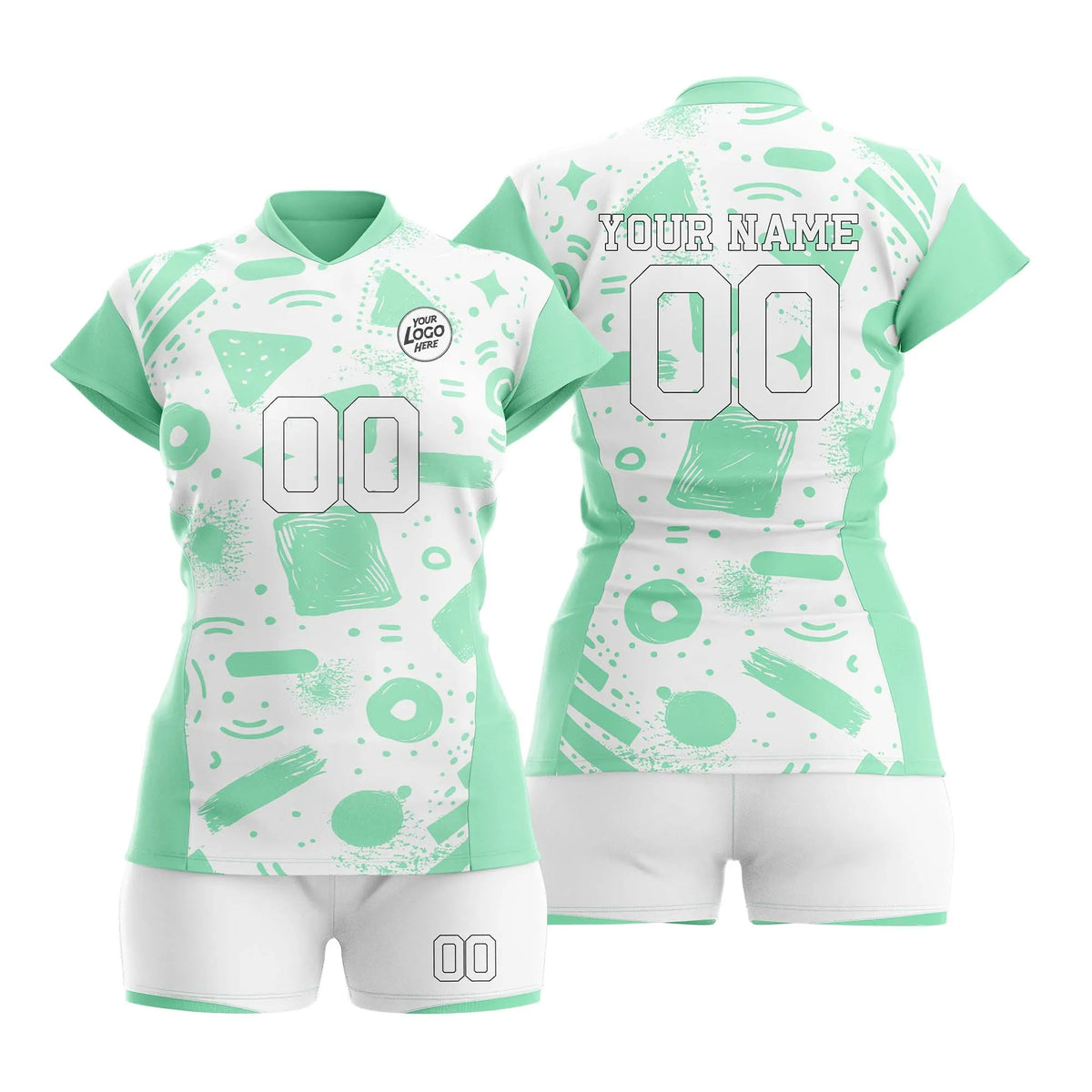 Custom Personalized D1 Graffiti Pattern Volleyball Jersey with Name, Number & Team Logo