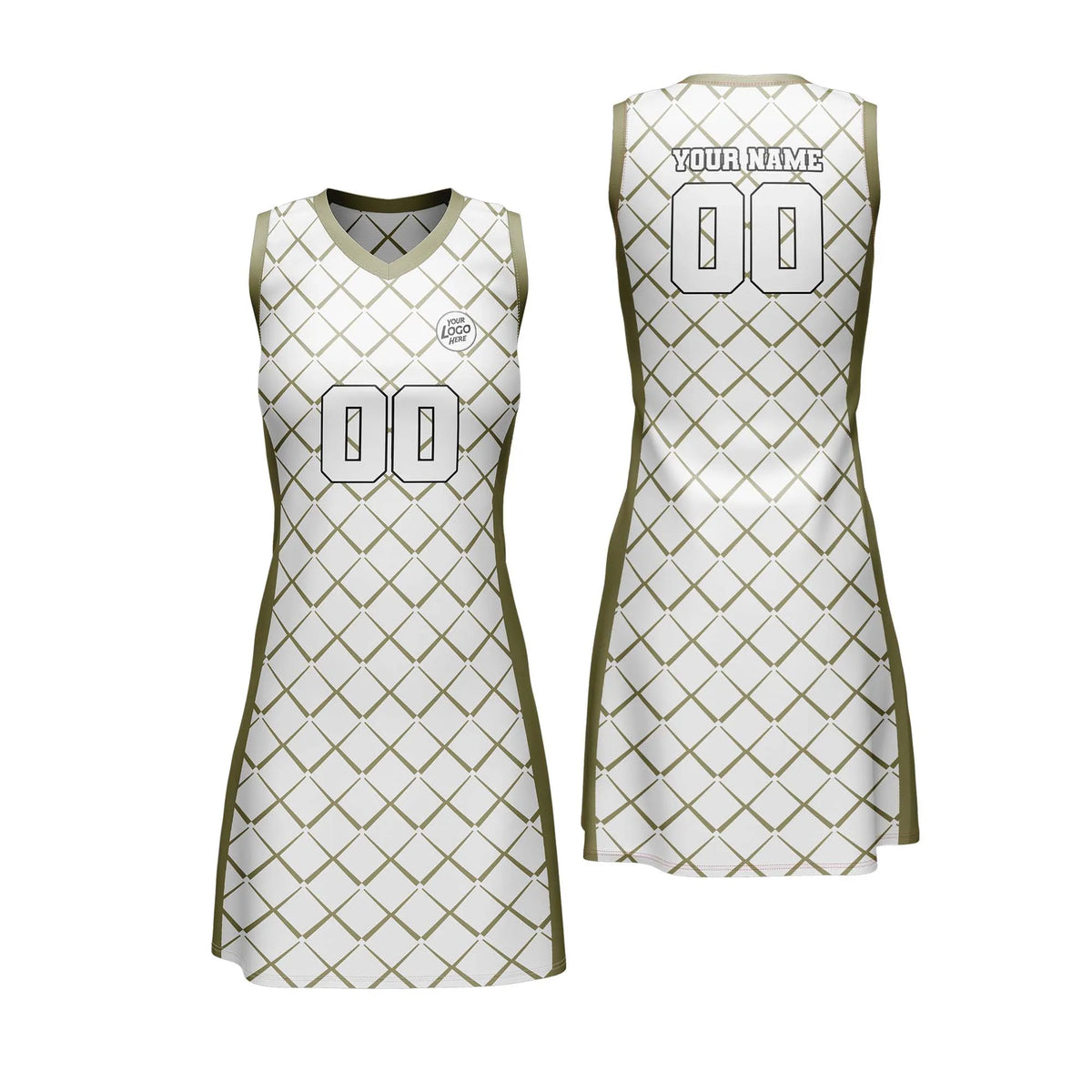 Custom Personalized D2 Rhombus Pattern Netball Jersey with Name, Number & Team Logo