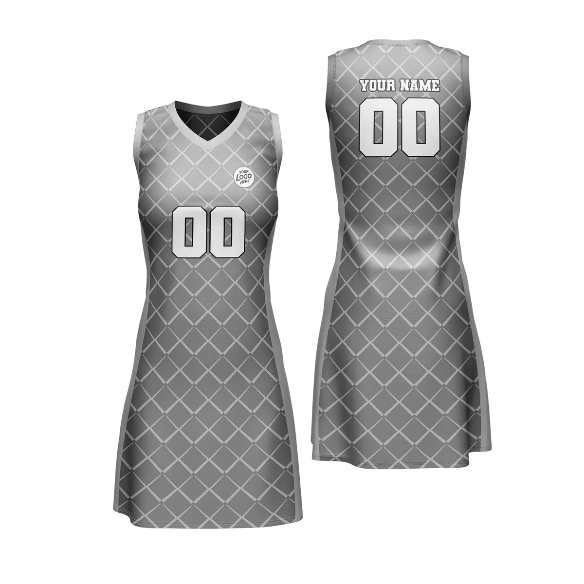 Custom Personalized D2 Rhombus Pattern Netball Jersey with Name, Number & Team Logo
