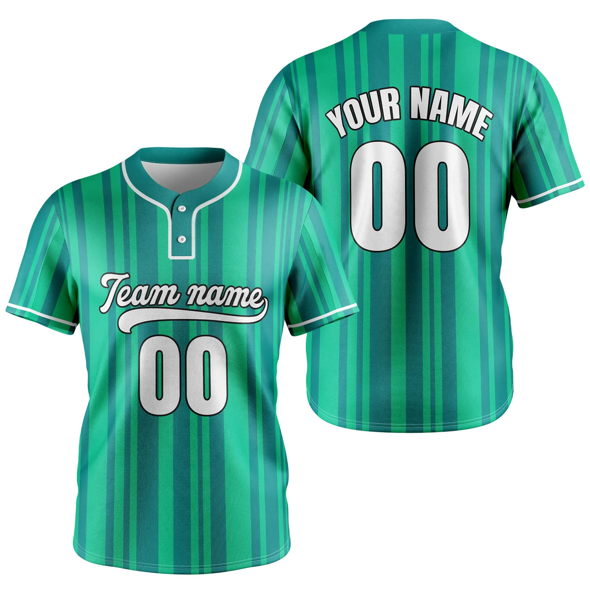 Custom Victory Stripes Baseball Aqua Sports Jersey Personalized Uniform with Name & Number