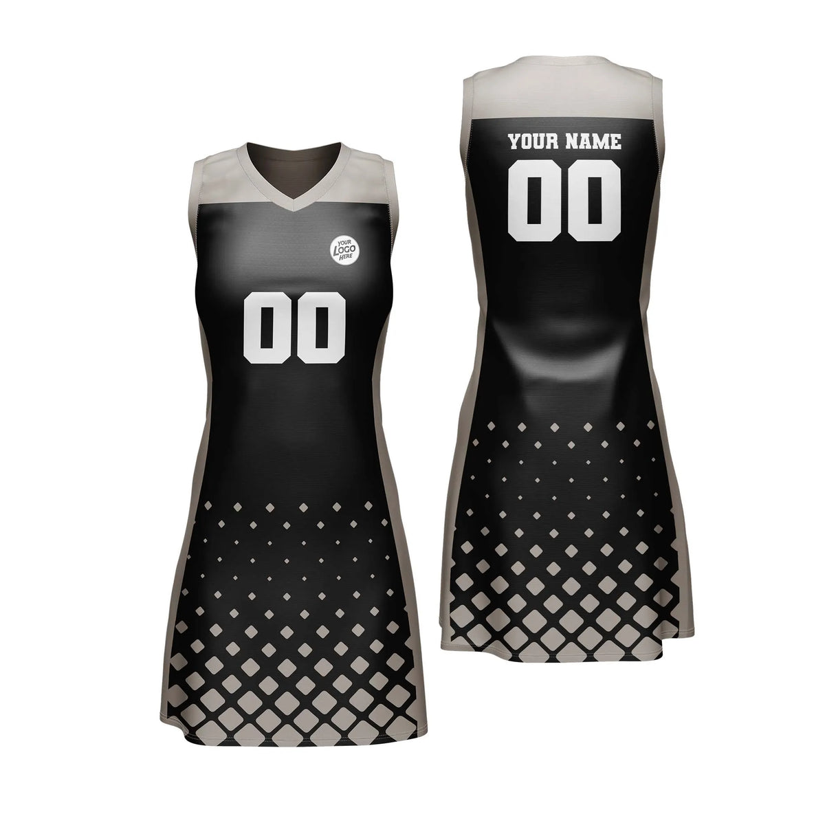 Custom Personalized D3 Abstract Pattern Netball Jersey with Name, Number & Team Logo