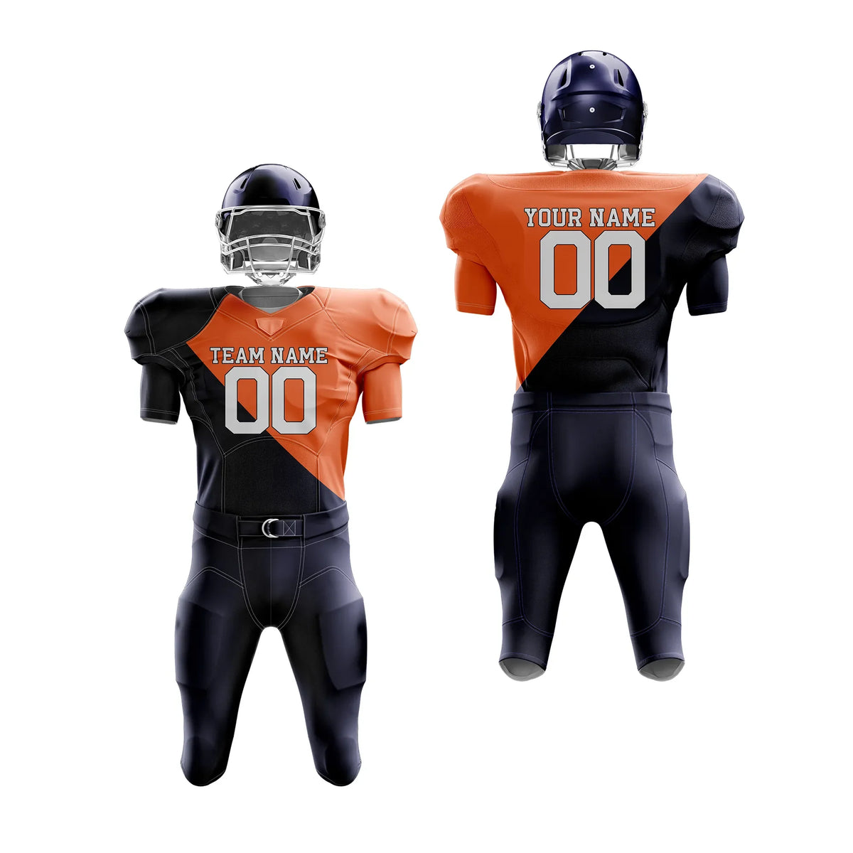 Custom Personalized D2 Split Fashion American Football Jersey with Name, Number & Team Logo