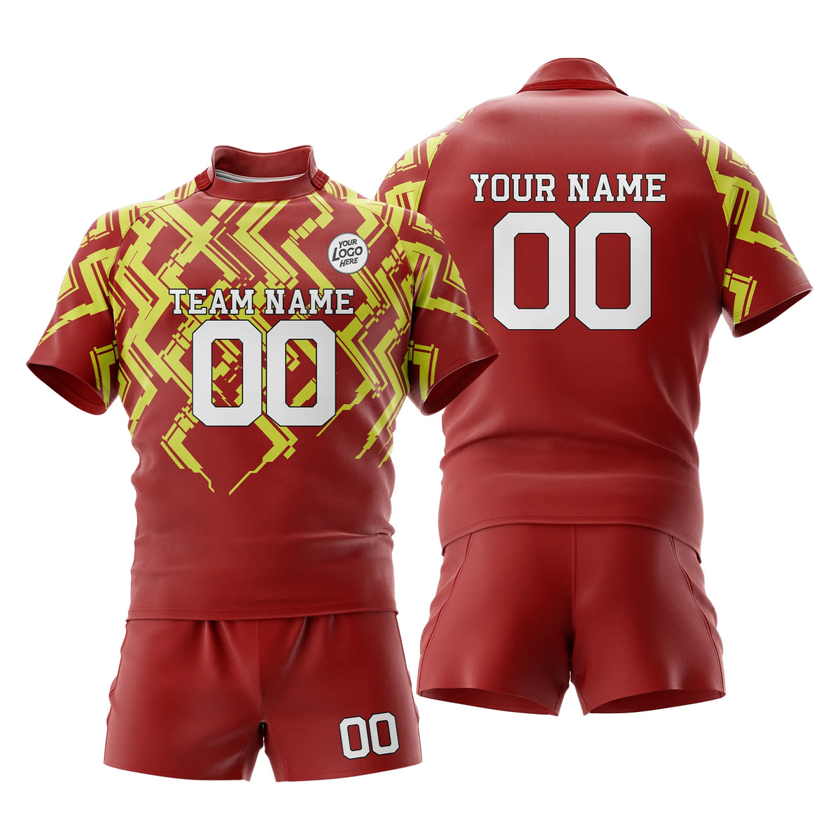 Custom Personalized D2 Color Block Rugby Jersey with Name, Number & Team Logo