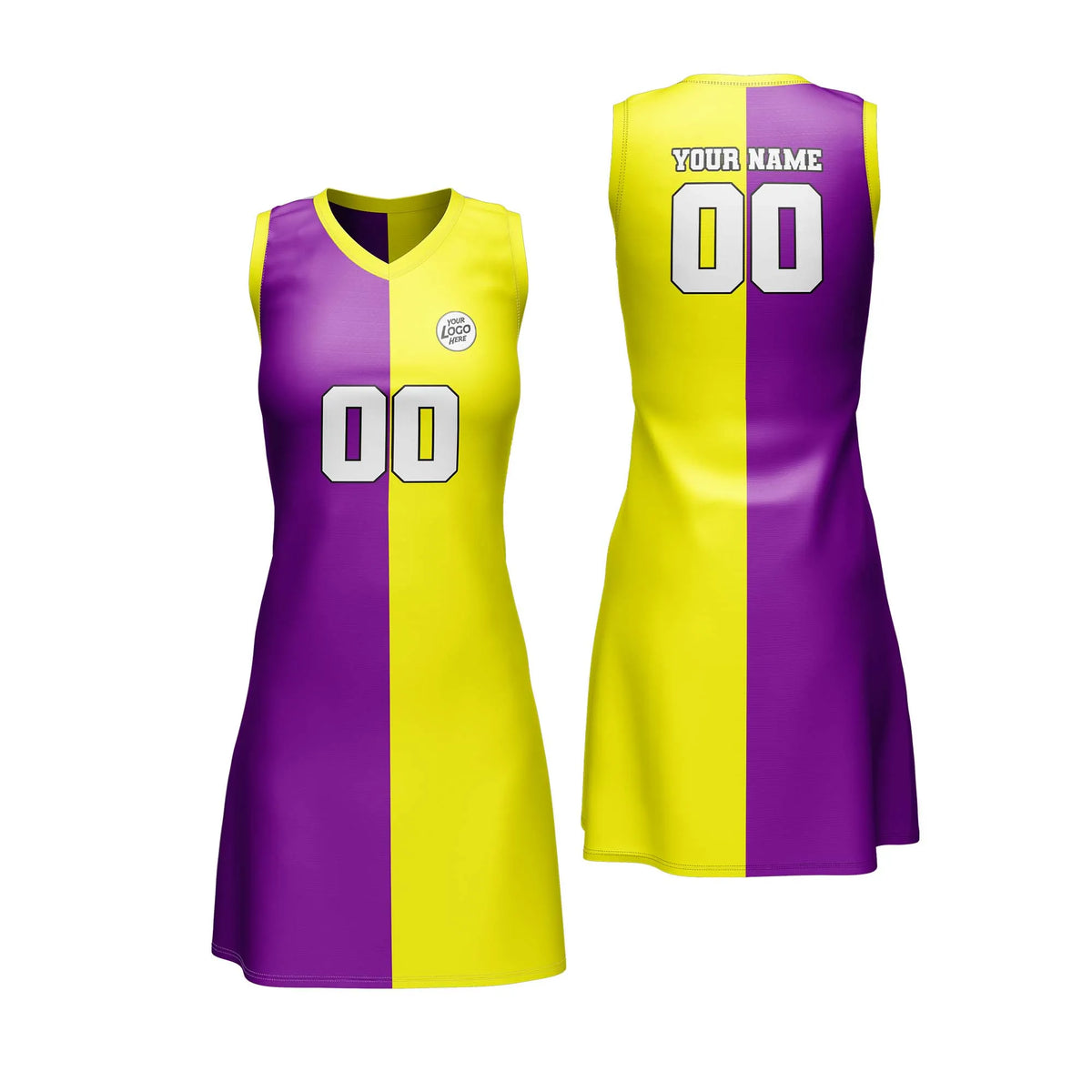 Custom Personalized D2 Split Fashion Netball Jersey with Name, Number & Team Logo