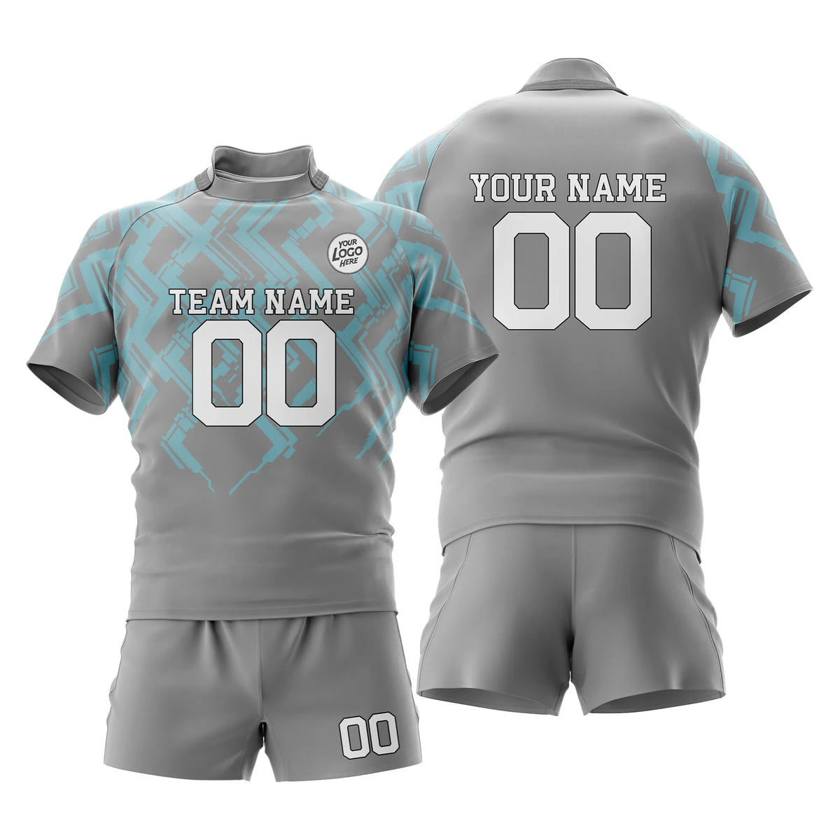 Custom Personalized D2 Color Block Rugby Jersey with Name, Number & Team Logo
