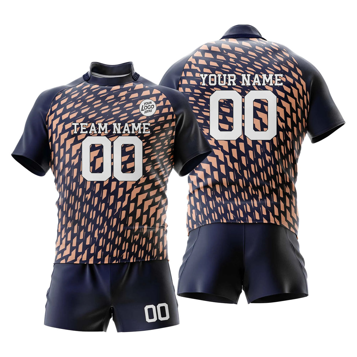 Custom Personalized D1 Full Pattern Rugby Jersey with Name, Number & Team Logo
