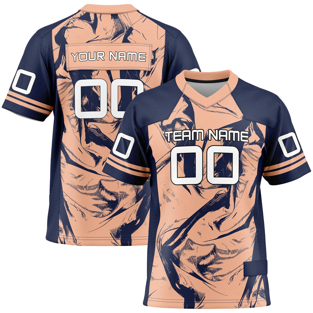Custom Personalized D3 Graffiti Fashion Flag Football Jersey with Name, Number & Team Logo