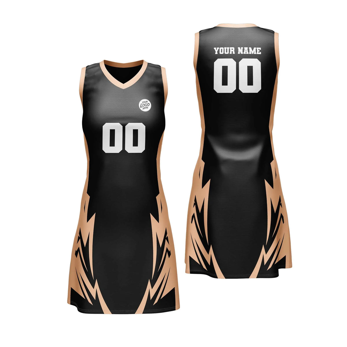Custom Personalized D2 Abstract Pattern Netball Jersey with Name, Number & Team Logo