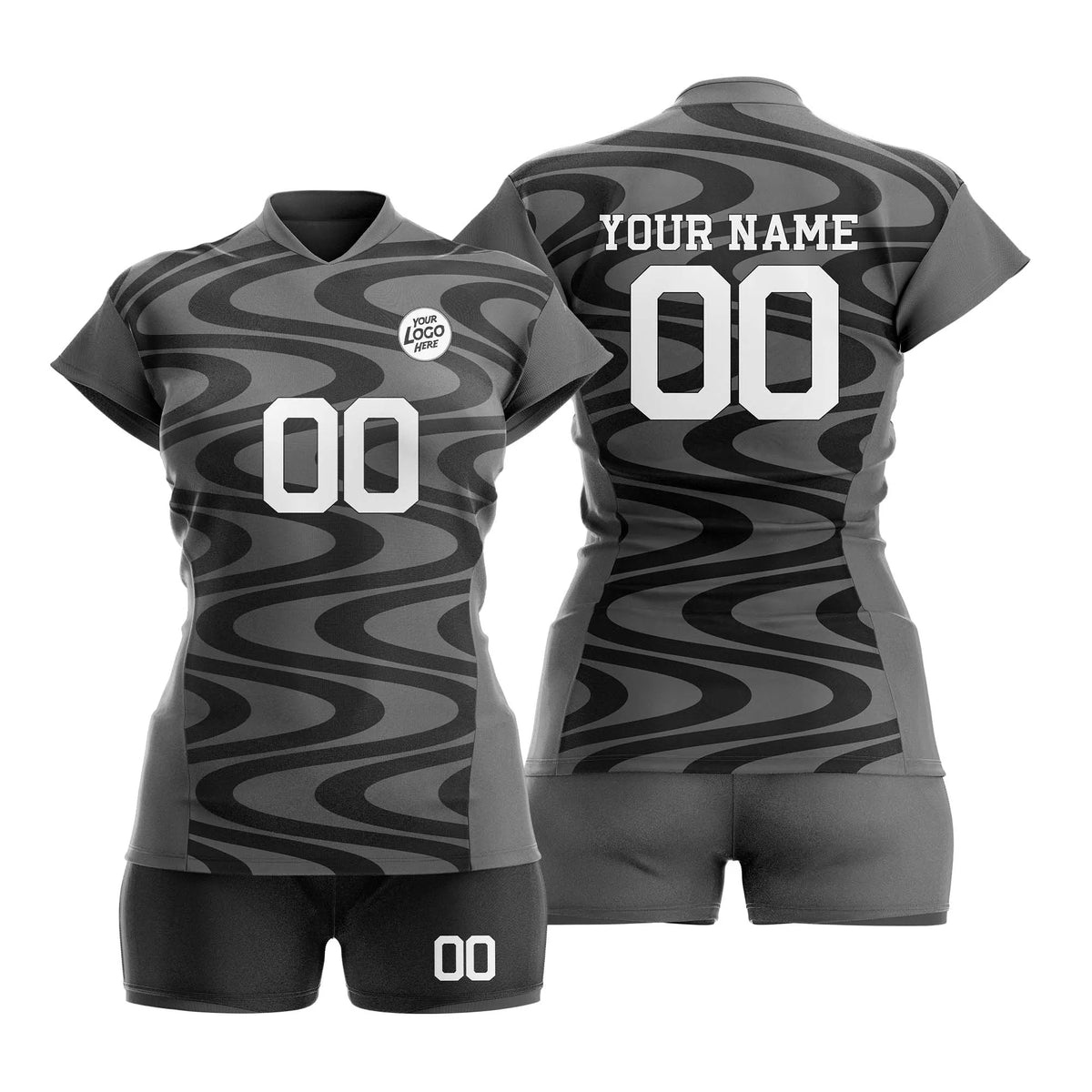 Custom Personalized D2 Retro Pattern Volleyball Jersey with Name, Number & Team Logo