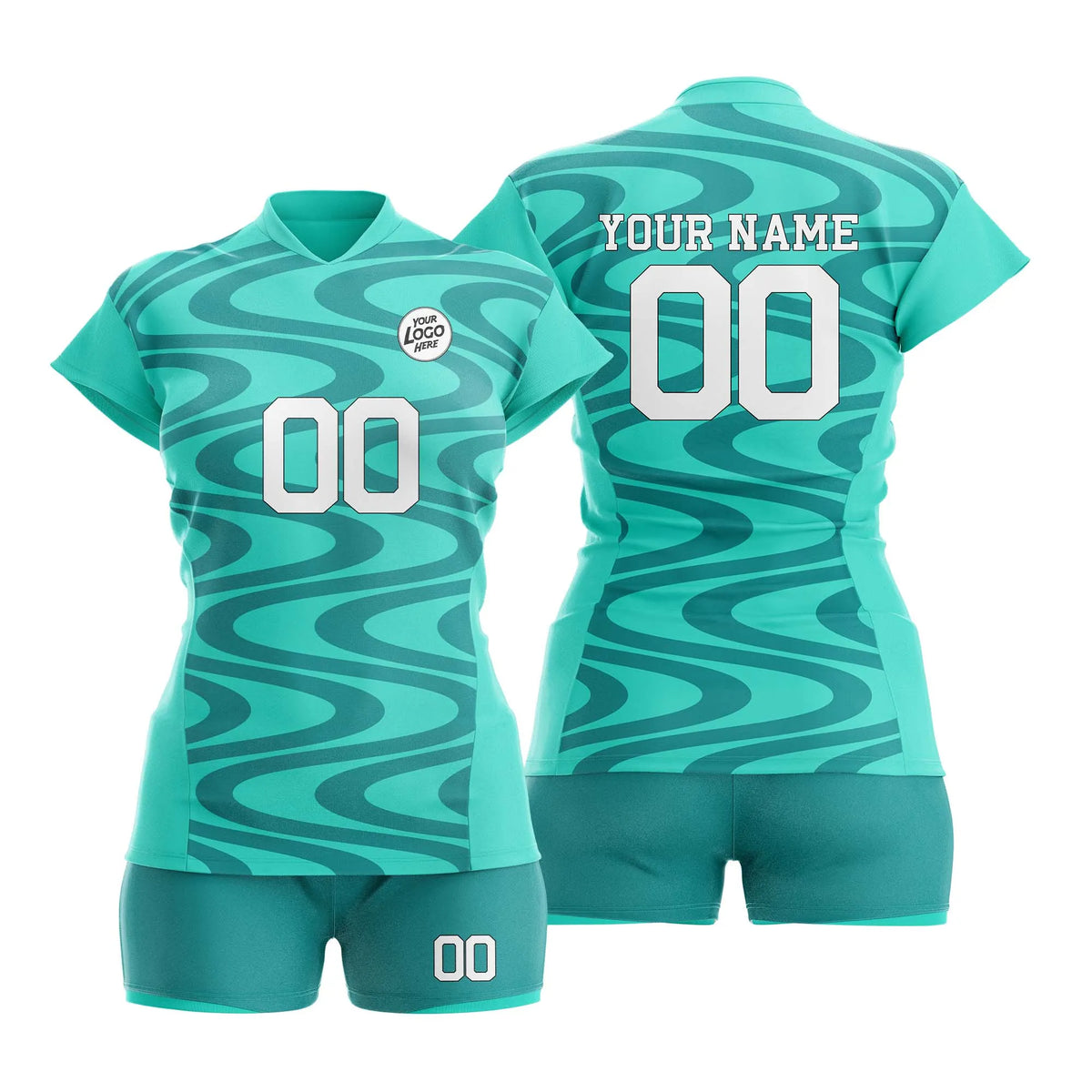 Custom Personalized D2 Retro Pattern Volleyball Jersey with Name, Number & Team Logo