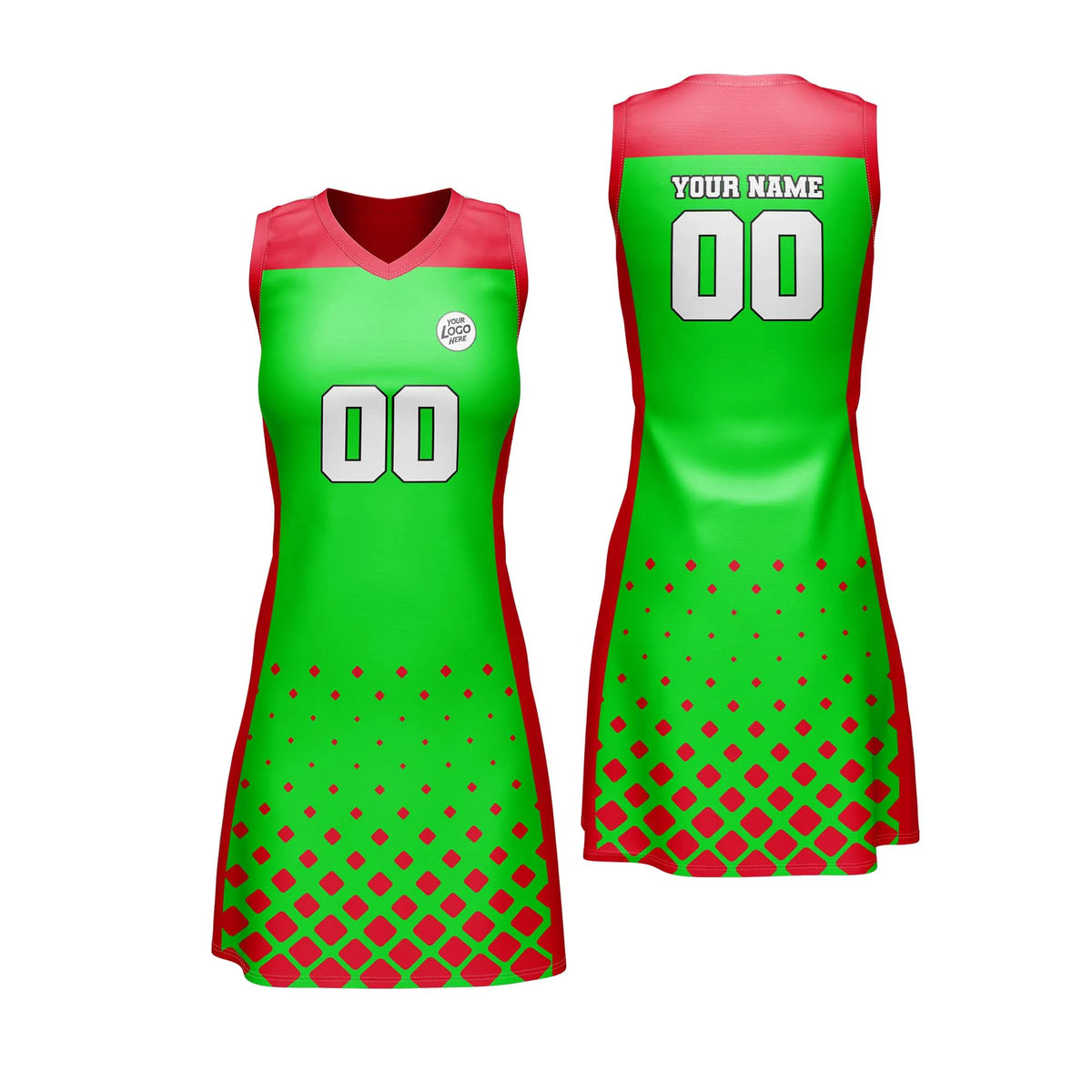 Custom Personalized D3 Abstract Pattern Netball Jersey with Name, Number & Team Logo