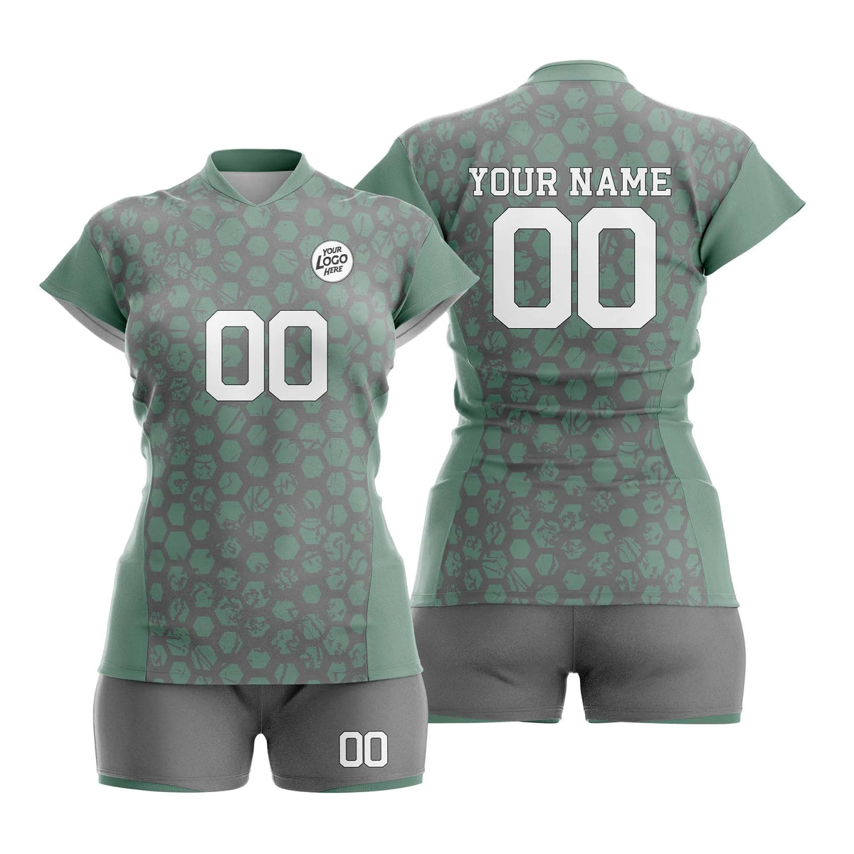 Custom Personalized D2 Full Pattern Volleyball Jersey with Name, Number & Team Logo