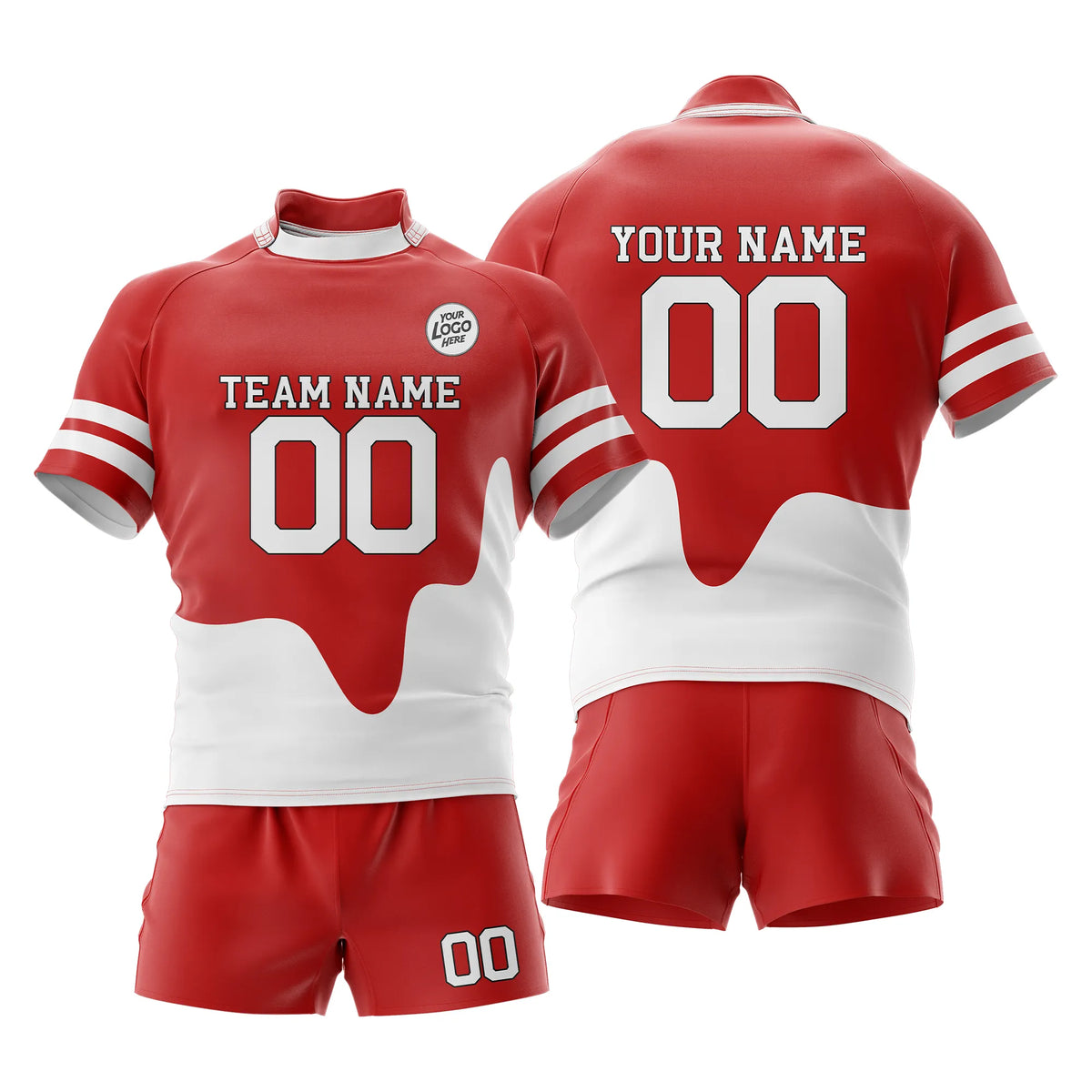Custom Personalized D4 Split Fashion Rugby Jersey with Name, Number & Team Logo