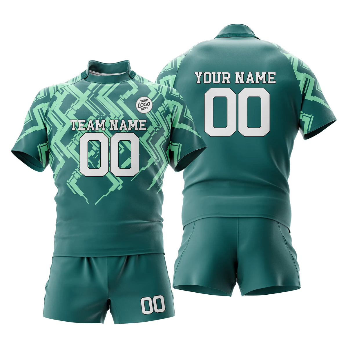 Custom Personalized D2 Color Block Rugby Jersey with Name, Number & Team Logo