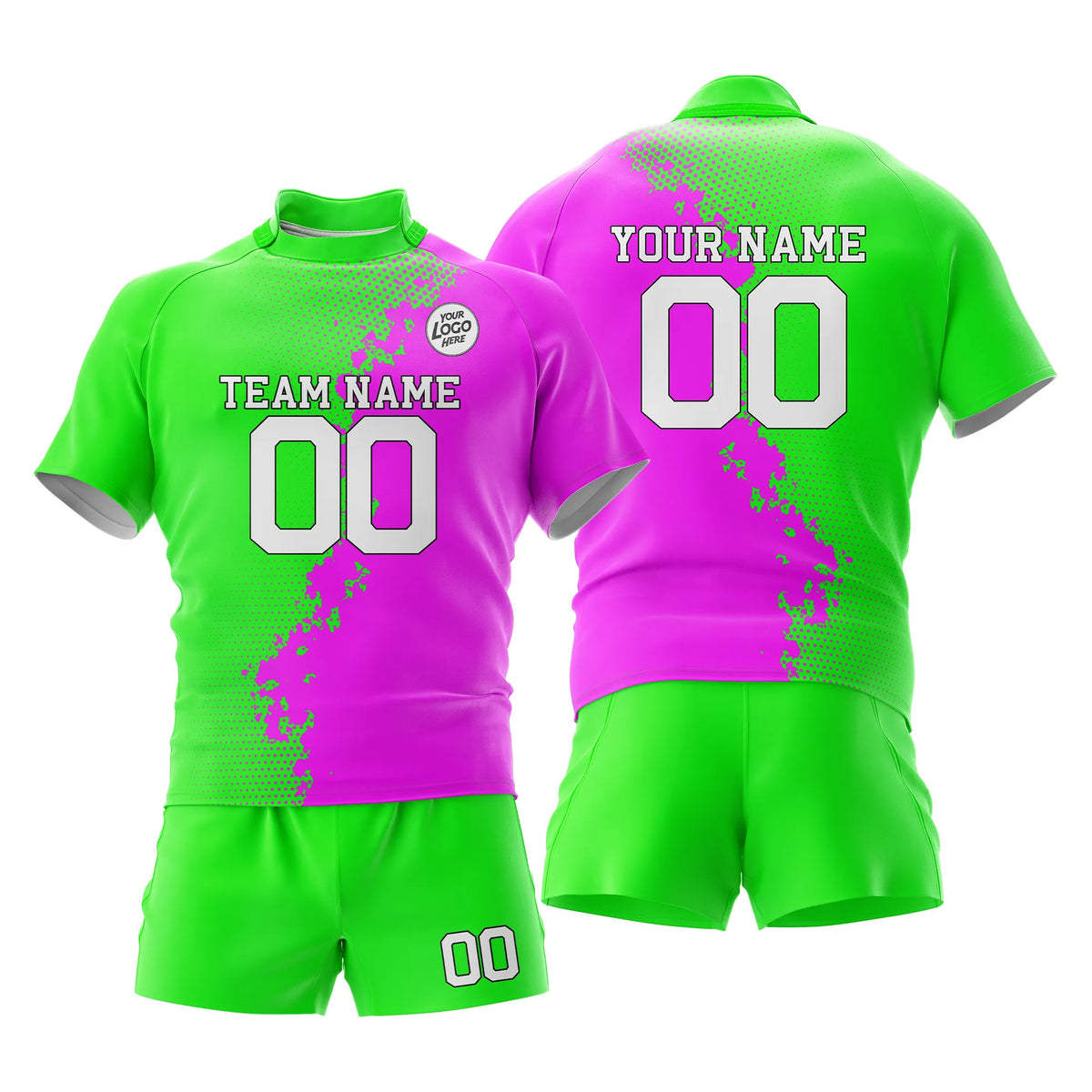 Custom Personalized D1 Split Fashion Rugby Jersey with Name, Number & Team Logo