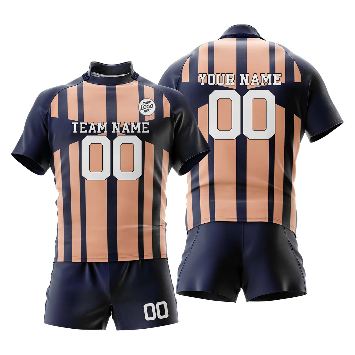 Custom Personalized D3 Strip Fashion Rugby Jersey with Name, Number & Team Logo