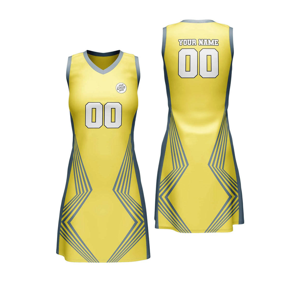 Custom Personalized D4 Stripe Fashion Netball Jersey with Name, Number & Team Logo