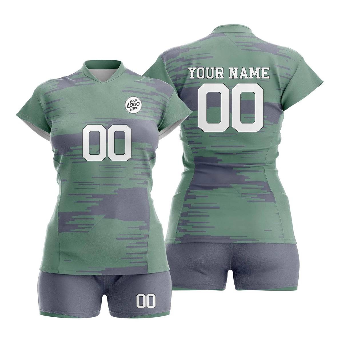 Custom Personalized D4 Full Pattern Volleyball Jersey with Name, Number & Team Logo