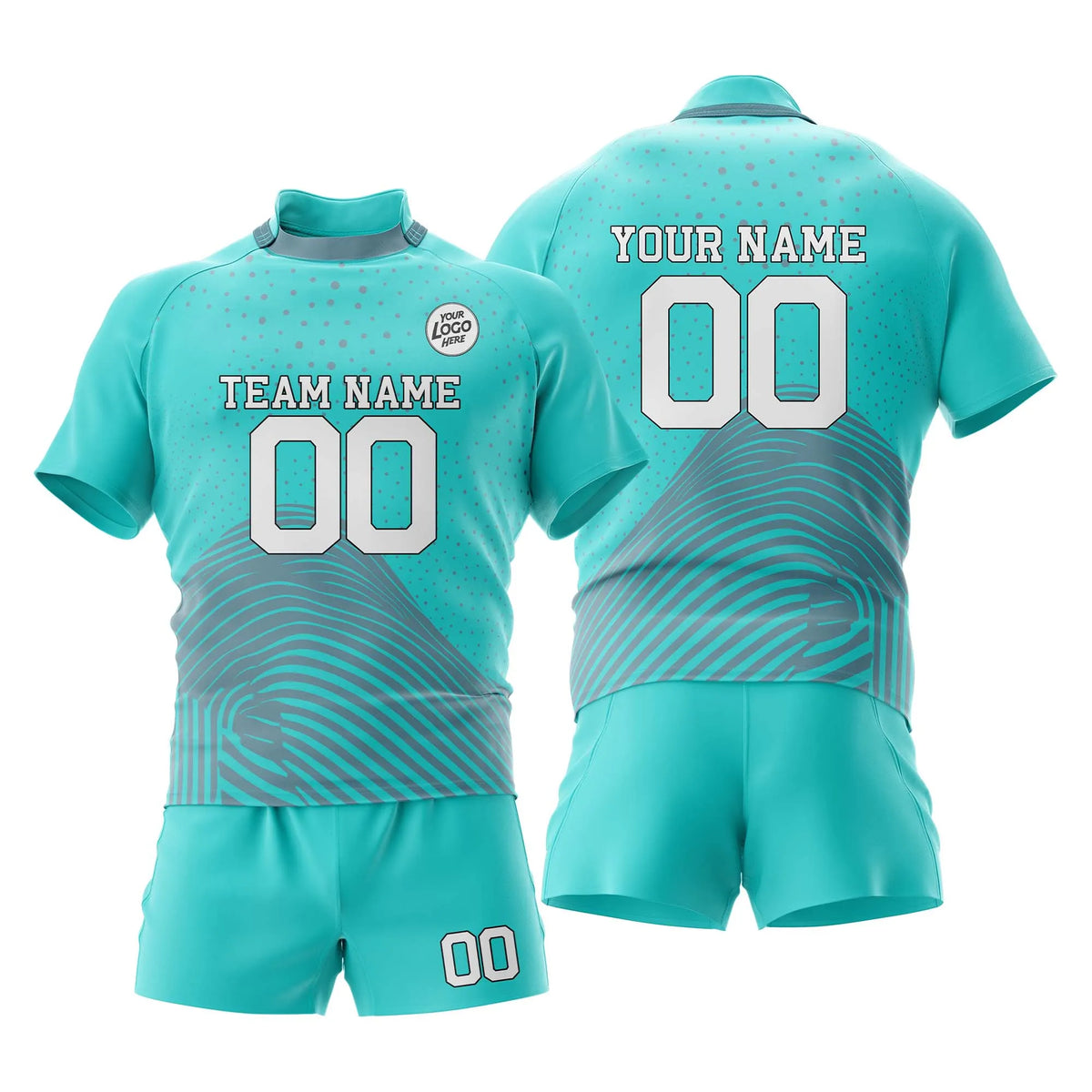 Custom Personalized D3 Abstract Pattern Rugby Jersey with Name, Number & Team Logo