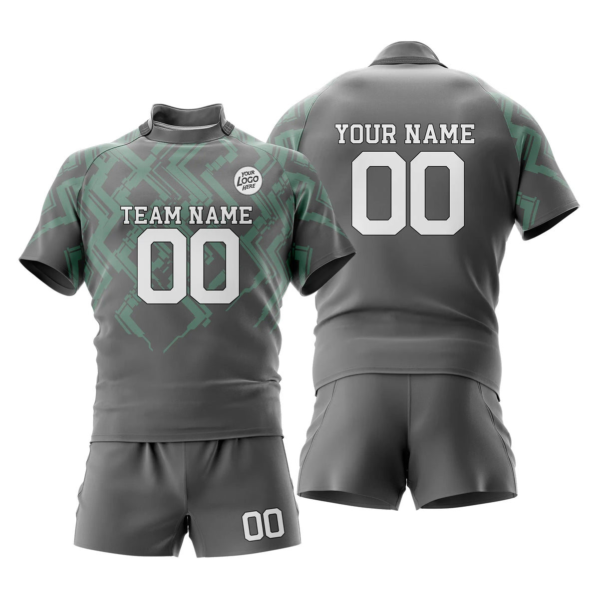 Custom Personalized D2 Color Block Rugby Jersey with Name, Number & Team Logo