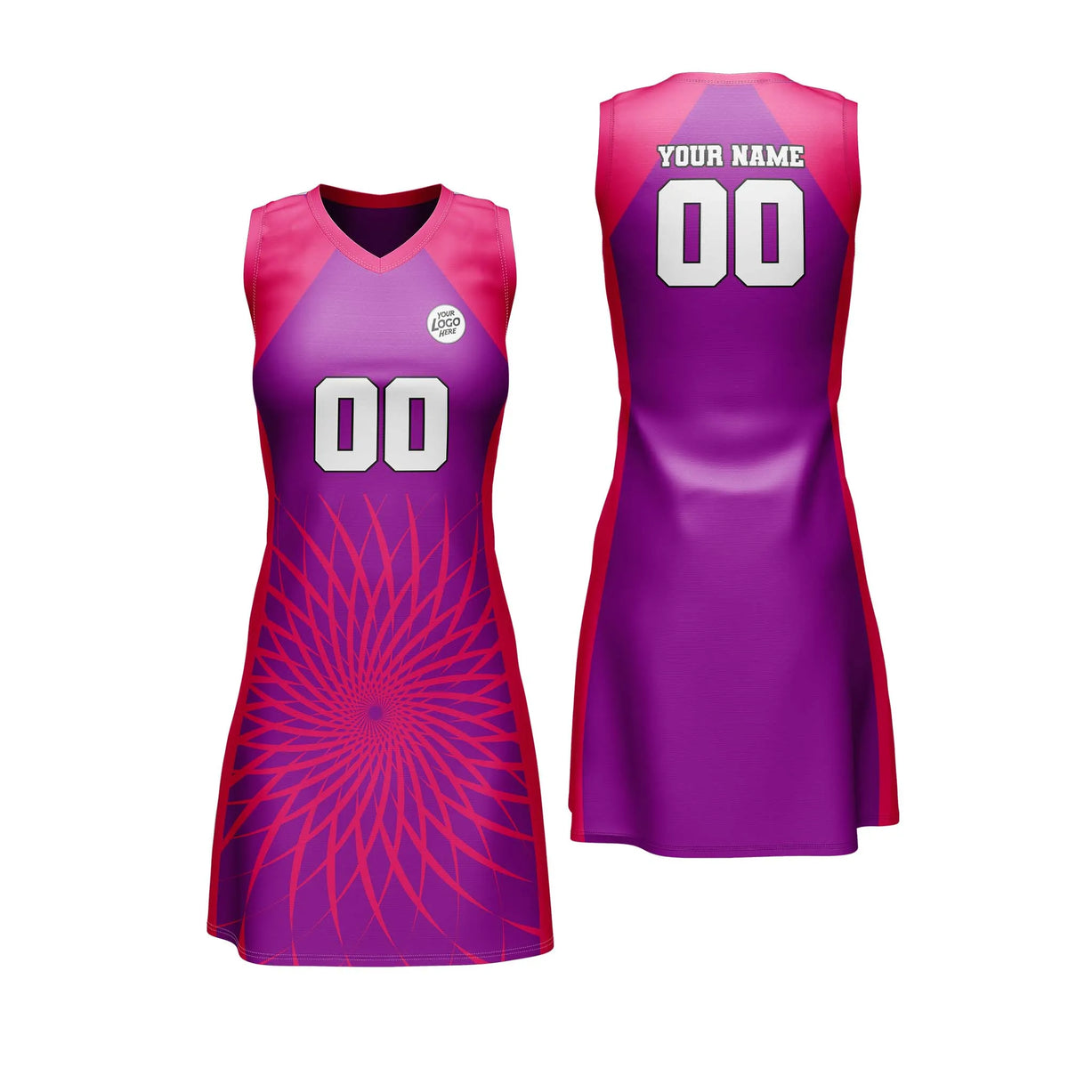 Custom Personalized D3 Retro Pattern Netball Jersey with Name, Number & Team Logo