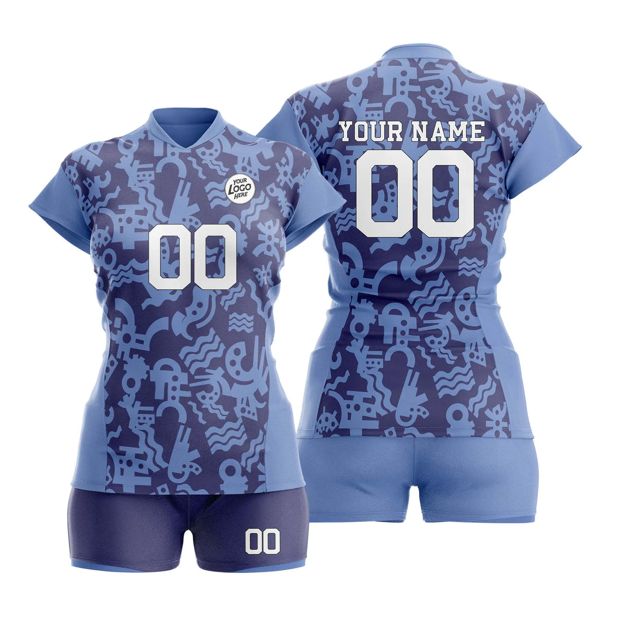 Custom Personalized D4 Graffiti Pattern Volleyball Jersey with Name, Number & Team Logo