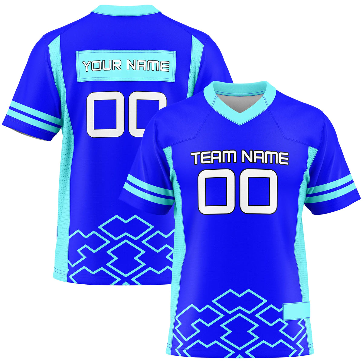 Custom Personalized D2 Color Block Flag Football Jersey with Name, Number & Team Logo