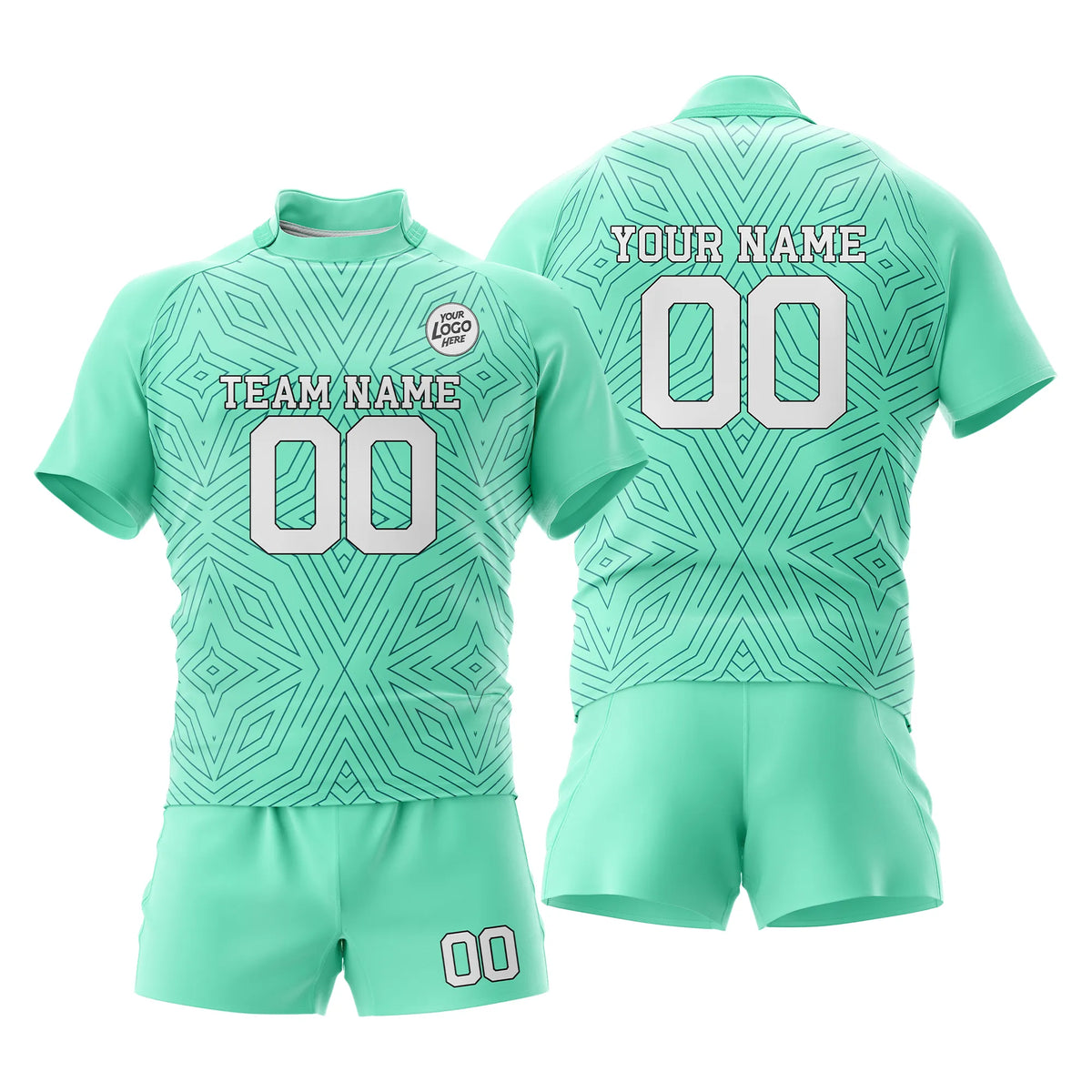 Custom Personalized D1 Abstract Pattern Rugby Jersey with Name, Number & Team Logo