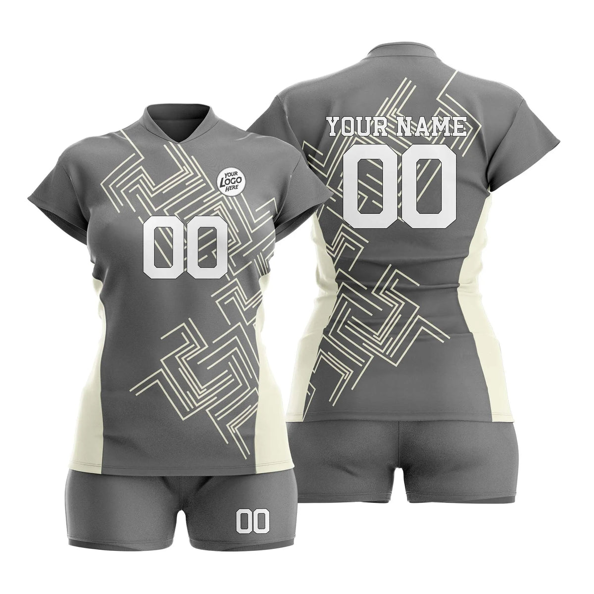 Custom Personalized D4 Abstract Pattern Volleyball Jersey with Name, Number & Team Logo
